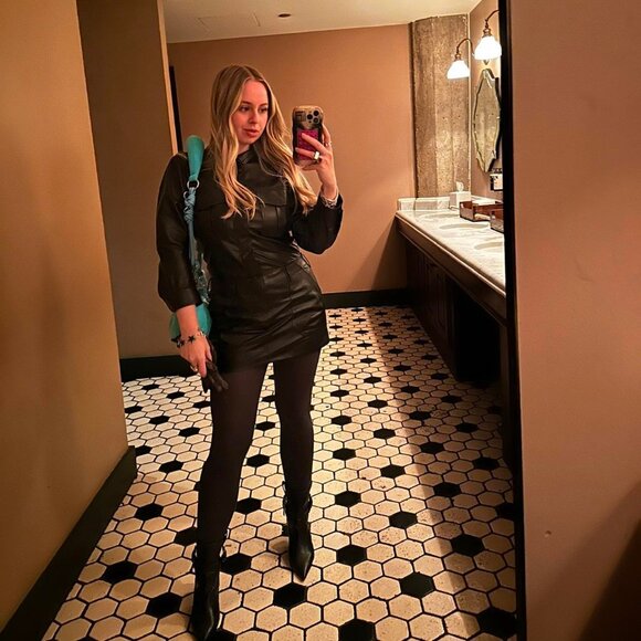 Frame Long sleeve Leather dress - Picture 3 of 6